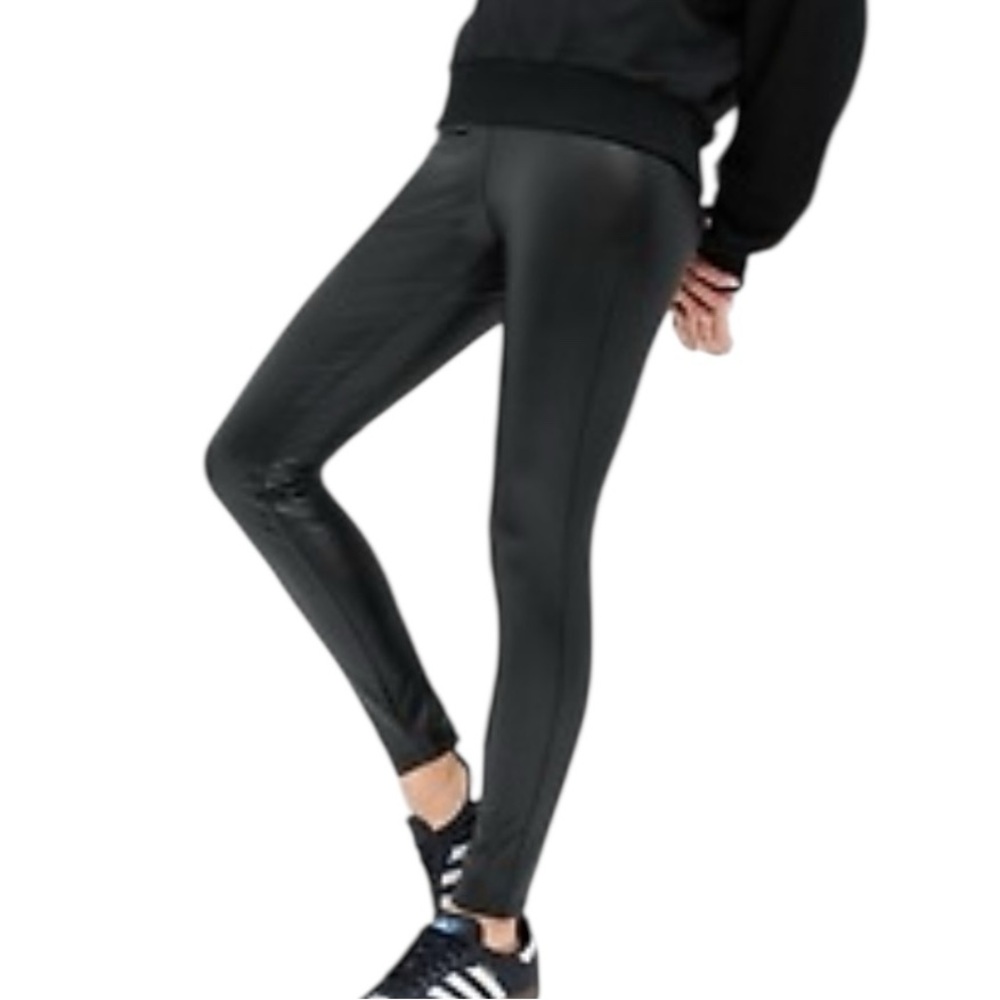 GAP Vegan Leather Ponte Leggings in True Black Size Medium